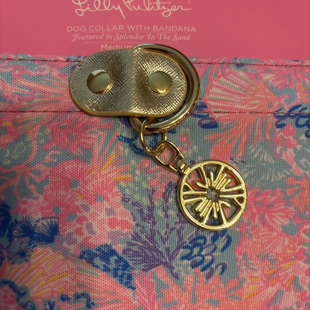 Lilly Pulitzer Dog Pet Collar & Bandana Splender In The Sand Print Size M/L NEW
